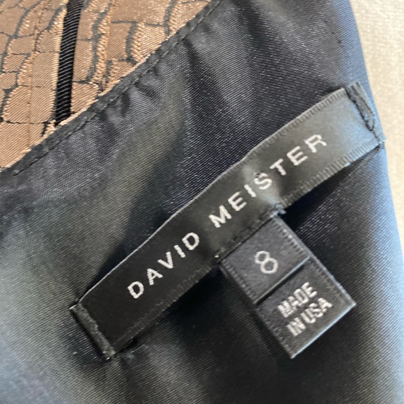 David Meister Bronze Embossed Sheath Dress 8 - Picture 9 of 11